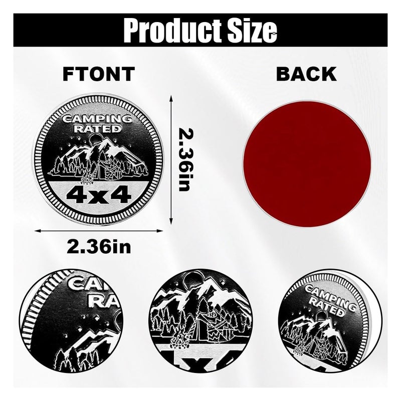 GLSOWEE Camping Badge Rated Car Emblem  4 x 4 3D Metal Car Badge Decals Stickers Round Emblem Decals  Auto Exterior Emblems Badge Compatible with Vehicles Trucks SUV RV (Camping Rated/2PCS) - Image 2